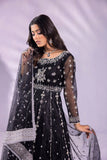Embroidery Handwork Pishwas in black - Midnight Spark - Maan Mehran
