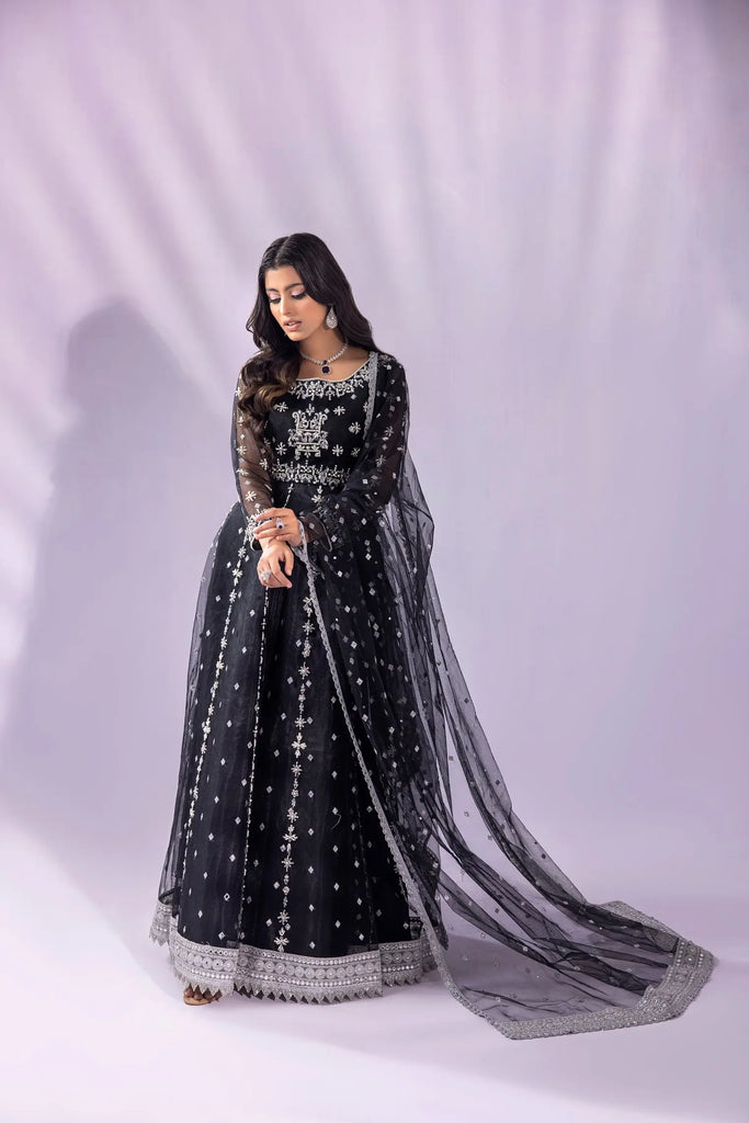 Luxury Handwork Pishwas in black - Midnight Spark - Maan Mehran
