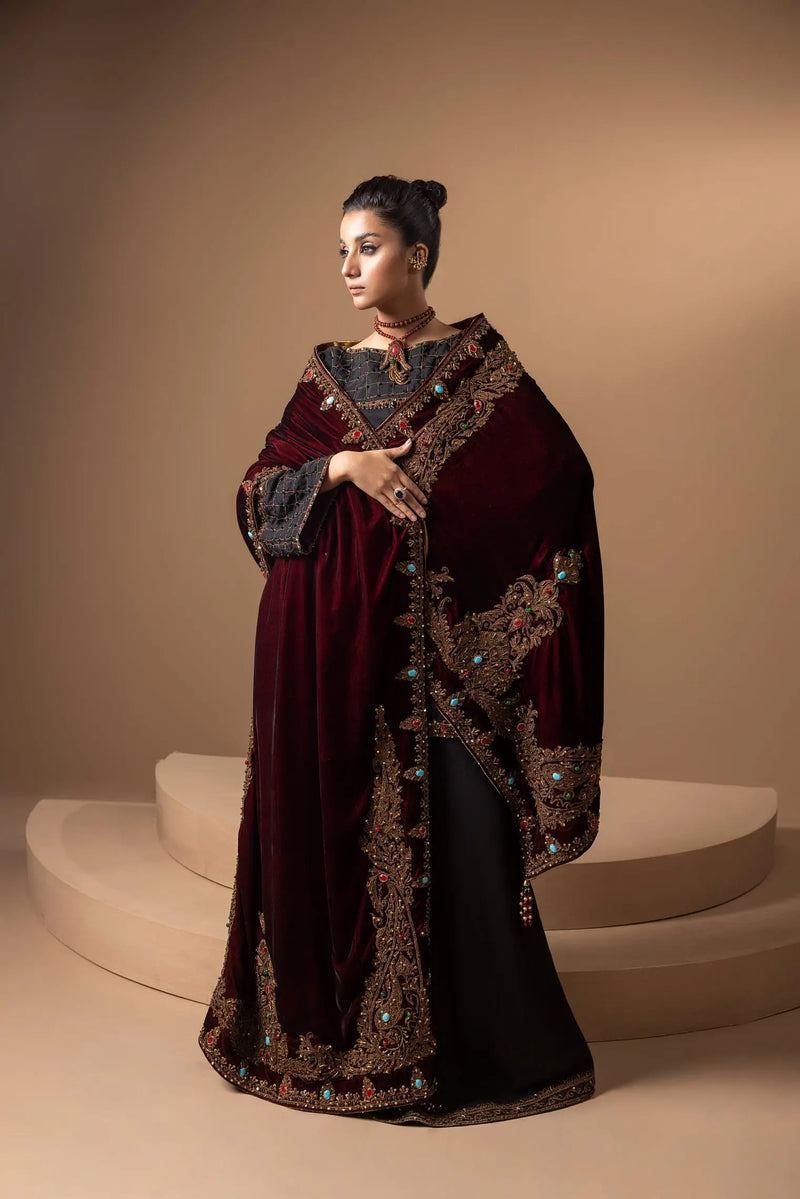 The Crimson Turquoise Shawl - Maan Mehran